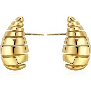 ⚡Gold Spiral Stud Earrings Unique Layered Twist Earrings for Women Fashion